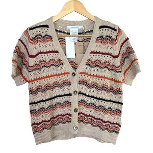 La Fée Maraboutée Italian Knit Cardigan Medium NWT Open Crochet Cotton Blend